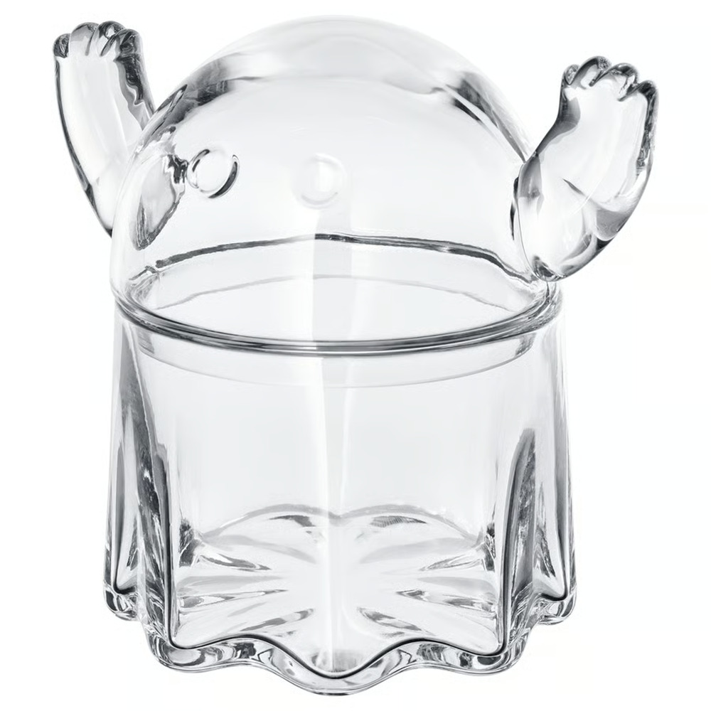 IKEA KUSTFYR Bowl With Lid, Ghost Clear Glass, 5" (105.996.11) NEW